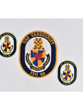 USS Vandegrift FFG-48 Gulf War Era Navy Frigate Embroidered Ship Patch & Decal